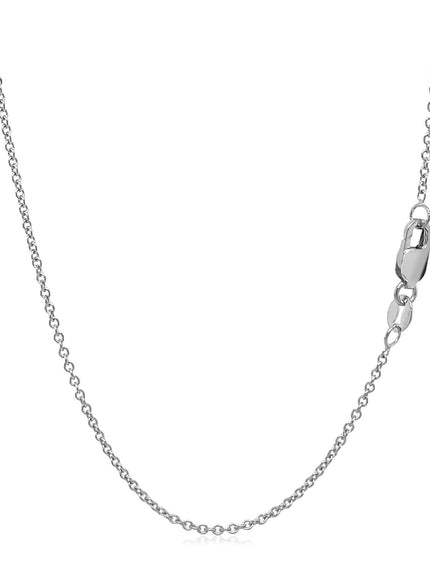 14k White Gold Round Cable Link Chain 1.3mm