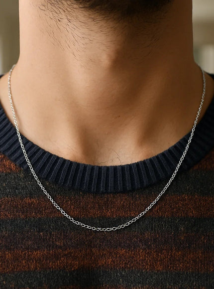 14k White Gold Round Cable Link Chain 1.3mm