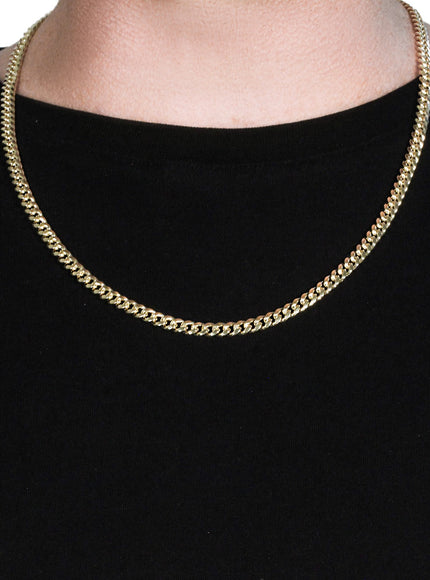 5.0mm 10k Yellow Gold Semi Solid Miami Cuban Chain
