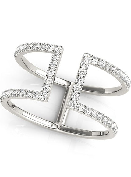 14k White Gold Modern Dual Band Style Diamond Ring (1/2 cttw)