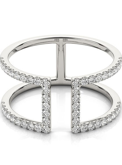 14k White Gold Modern Dual Band Style Diamond Ring (1/2 cttw)