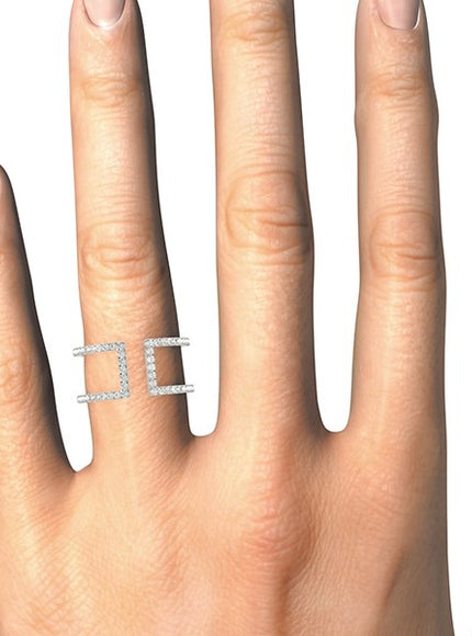 14k White Gold Modern Dual Band Style Diamond Ring (1/2 cttw)
