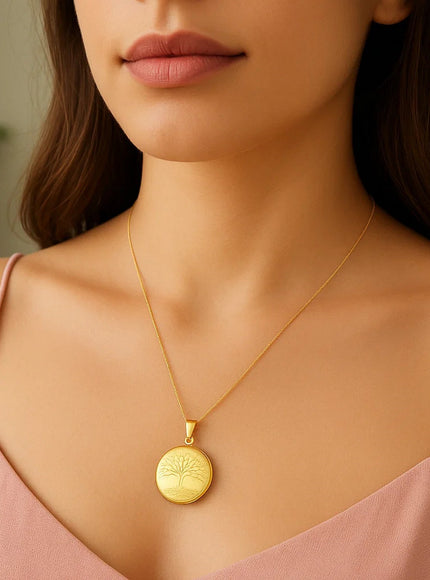 14k Yellow Gold Tree of Life Locket Necklace