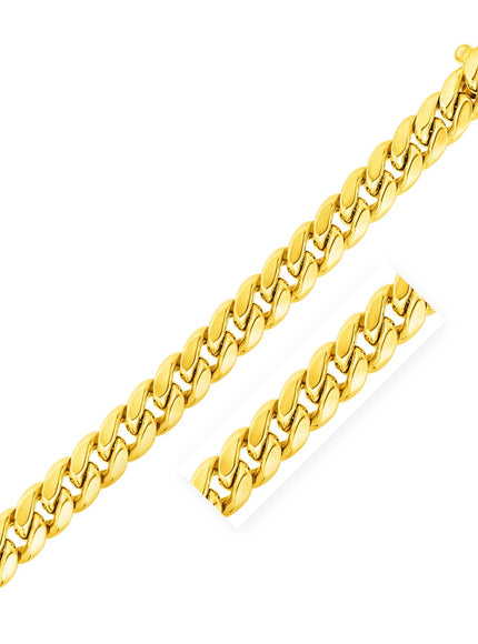 10.5mm 14k Yellow Gold Semi Solid Miami Cuban Bracelet