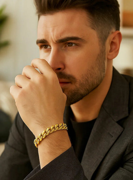 10.5mm 14k Yellow Gold Semi Solid Miami Cuban Bracelet