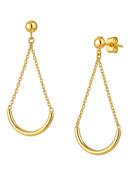 14k Yellow Gold Curved Chain Drop Earrings