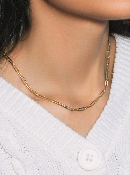 14K Yellow Gold Wide Paperclip Chain (3.3mm)