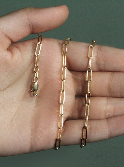 14K Yellow Gold Wide Paperclip Chain (3.3mm)