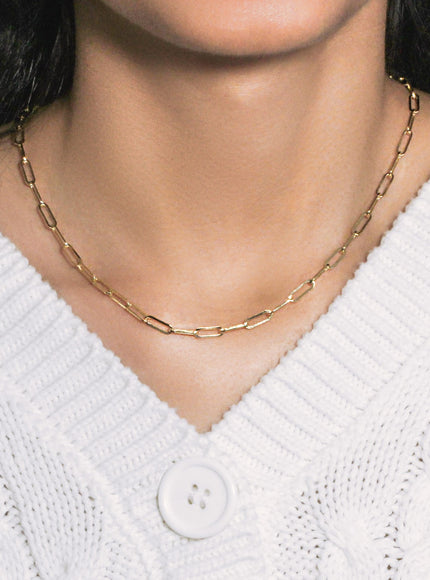 14K Yellow Gold Wide Paperclip Chain (3.3mm)