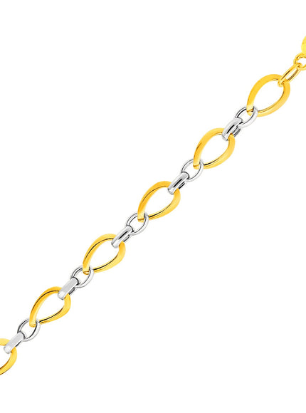 Twisted Oval Chain Bracelet in 14k Two Tone Gold