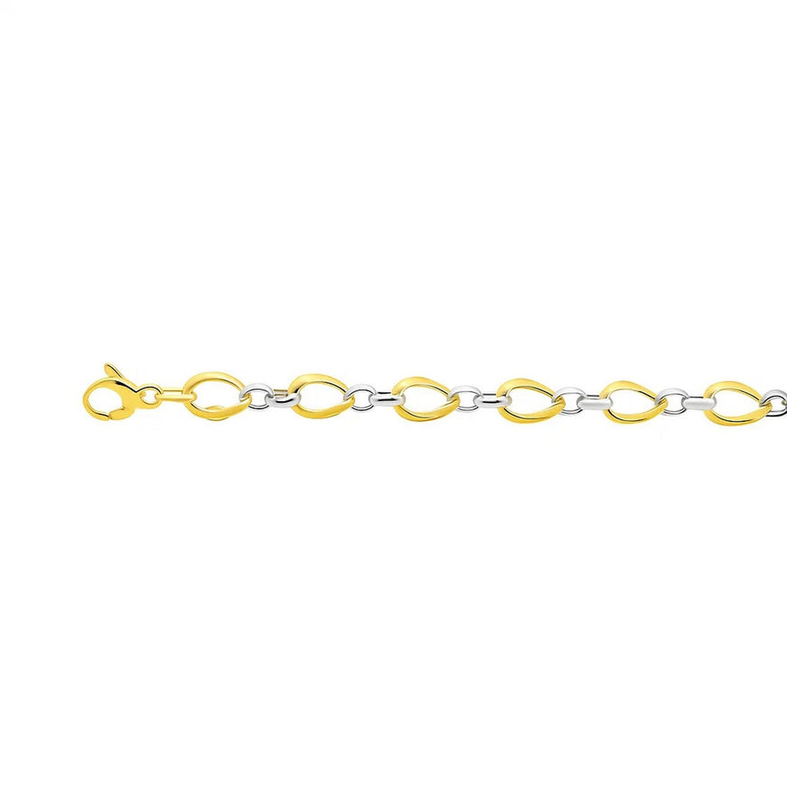 Twisted Oval Chain Bracelet in 14k Two Tone Gold