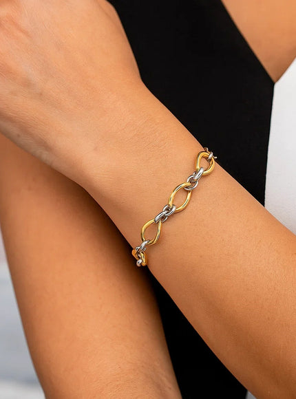 Twisted Oval Chain Bracelet in 14k Two Tone Gold