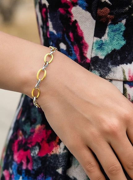 Twisted Oval Chain Bracelet in 14k Two Tone Gold
