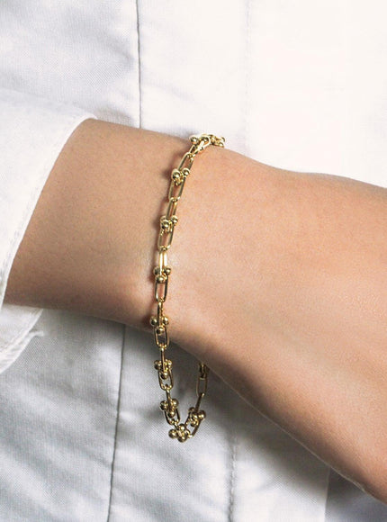 14k Yellow Gold 7 1/2 inch Jax Chain Bracelet - Ellie Belle