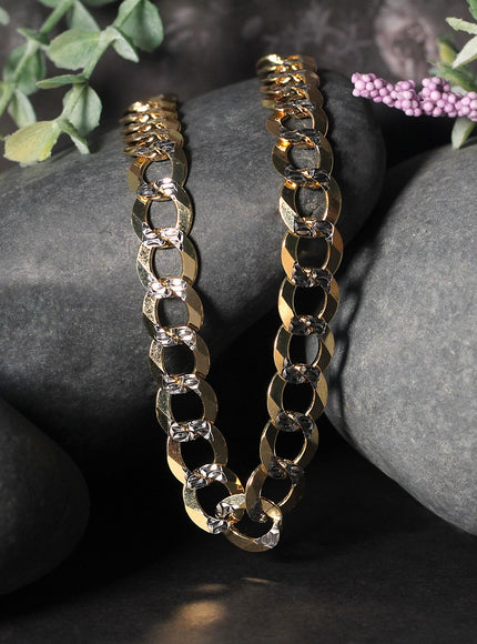 10 mm 14k Two Tone Gold Pave Curb Chain