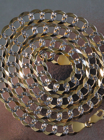 10 mm 14k Two Tone Gold Pave Curb Chain