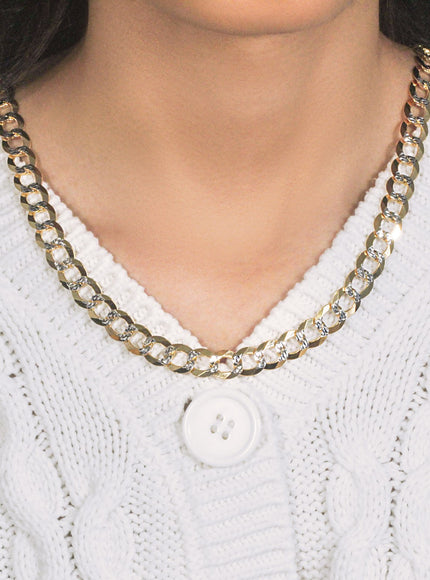 10 mm 14k Two Tone Gold Pave Curb Chain