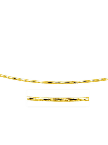 14k Yellow Gold Round Omega Necklace with Diamond Cuts (1.5 mm)