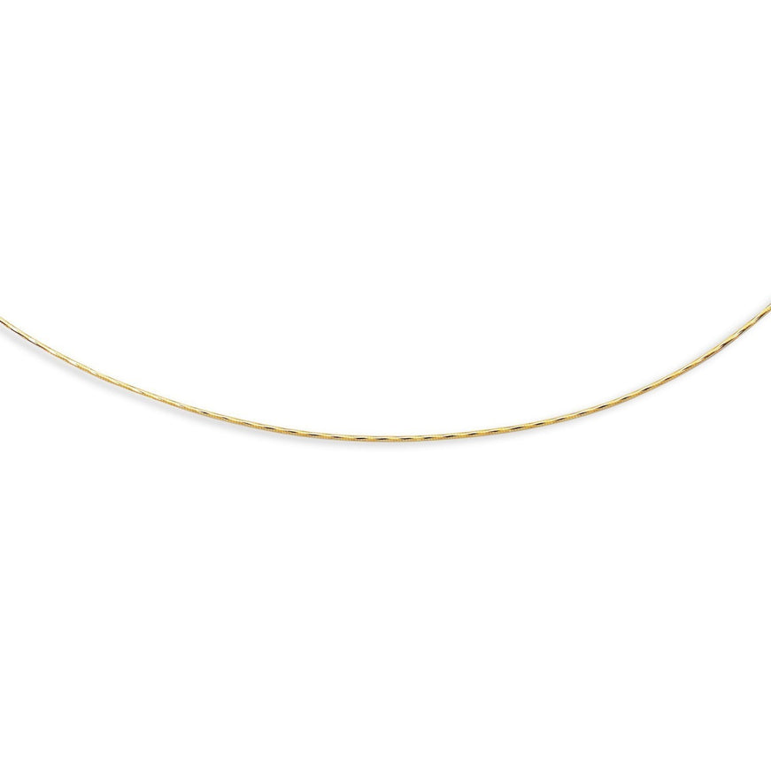 14k Yellow Gold Round Omega Necklace with Diamond Cuts (1.5 mm)