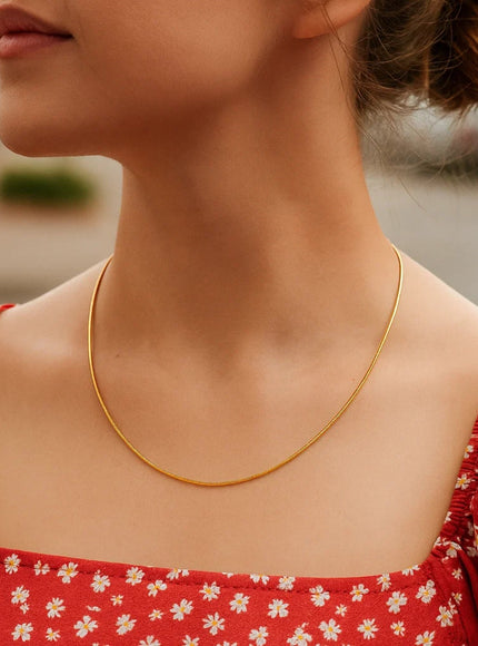 14k Yellow Gold Round Omega Necklace with Diamond Cuts (1.5 mm)