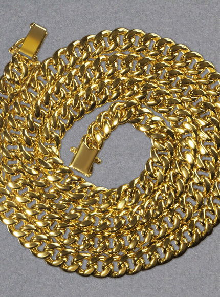 6.1mm 14k Yellow Gold Semi Solid Miami Cuban Chain