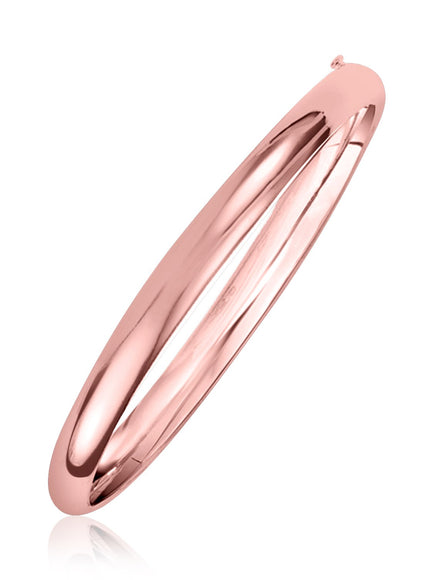 14k Rose Gold 5mm Fancy Shiny Dome Bangle