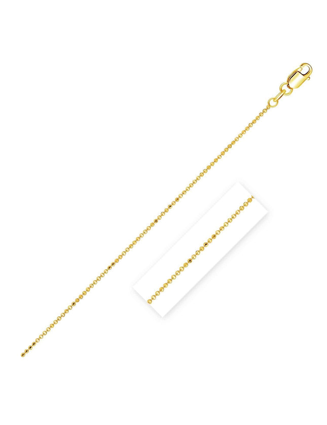 14k Yellow Gold Diamond Cut Bead Chain 1.0mm - Ellie Belle