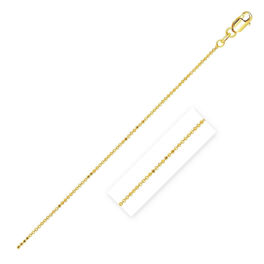 14k Yellow Gold Diamond Cut Bead Chain 1.0mm - Ellie Belle