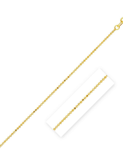 14k Yellow Gold Diamond Cut Bead Chain 1.0mm