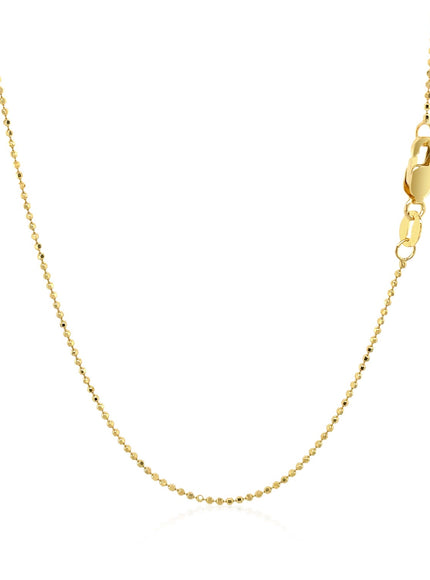 14k Yellow Gold Diamond Cut Bead Chain 1.0mm