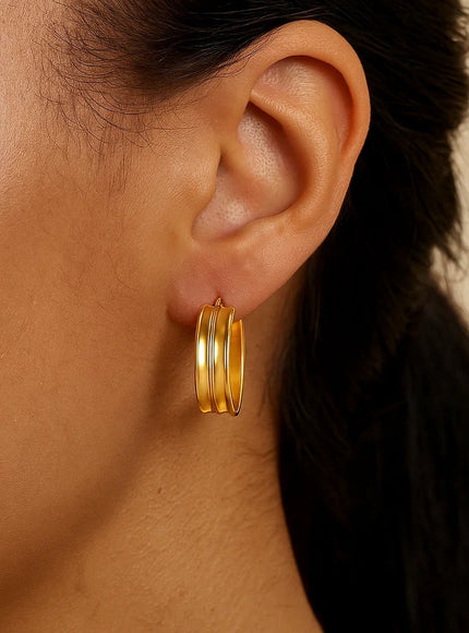 Large Concave Hoop Earrings in 14K Yellow Gold