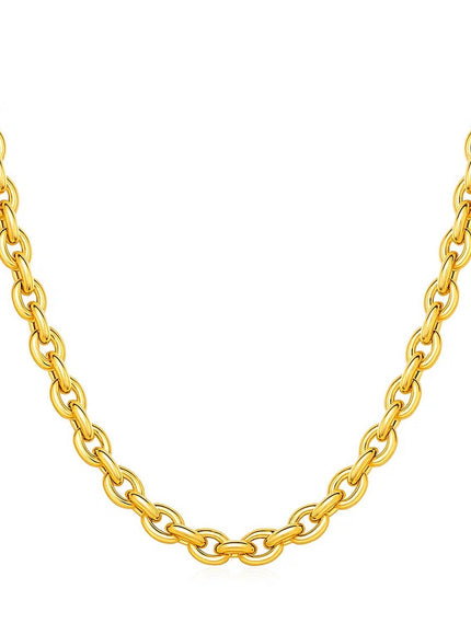 14k Yellow Gold Polished Oval Link Necklace