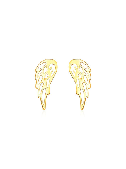 14k Yellow Gold Polished Wing Post Earrings