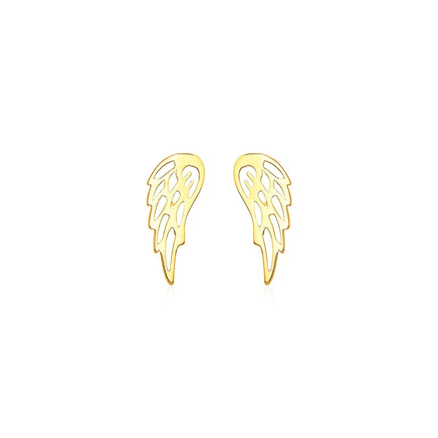 14k Yellow Gold Polished Wing Post Earrings