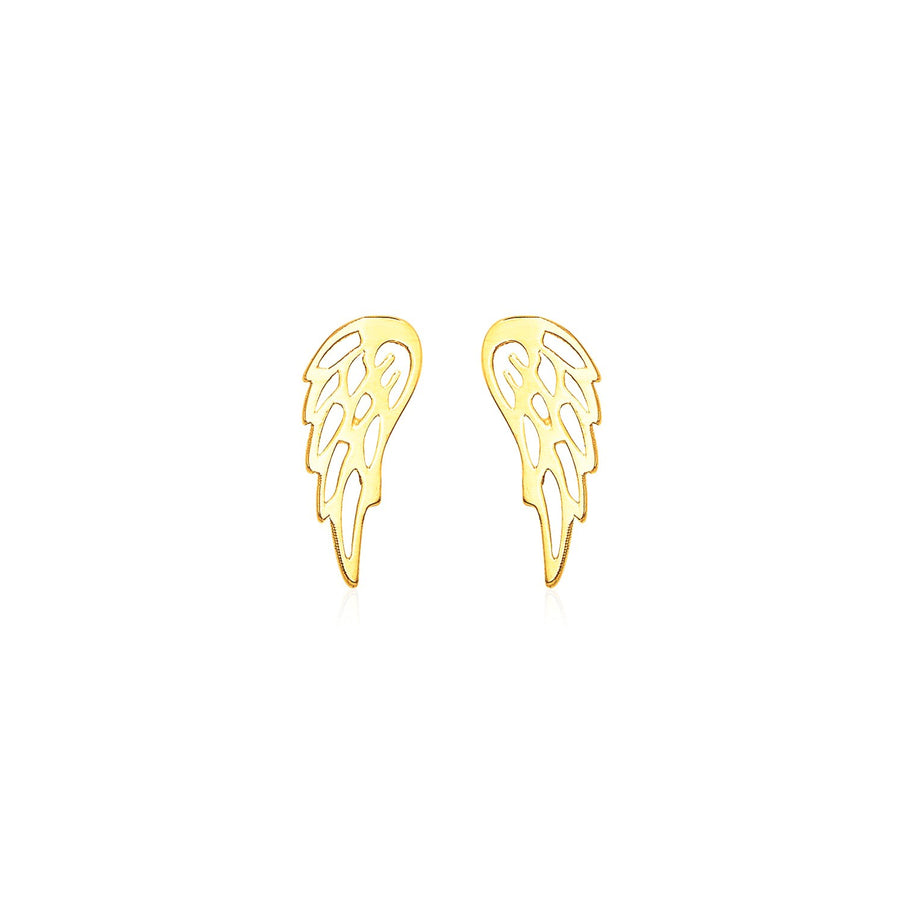 14k Yellow Gold Polished Wing Post Earrings