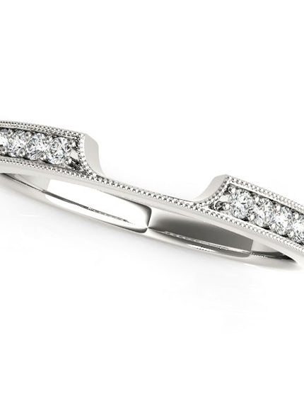 14k White Gold Curved Section Antique Style Diamond Wedding Band (1/8 cttw)