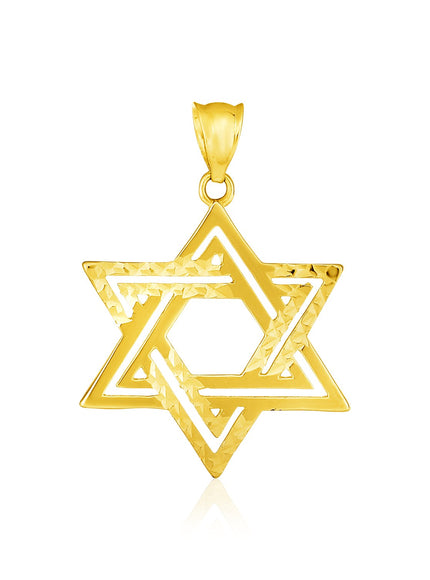 14k Yellow Gold Textured Star of David Pendant
