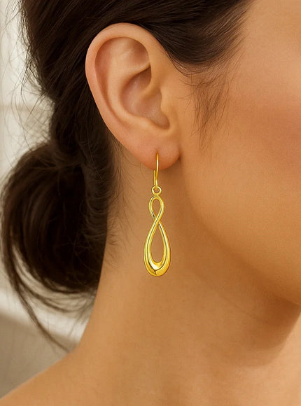 14k Yellow Gold Polished Earrings in Infinity Design