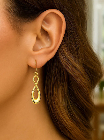 14k Yellow Gold Polished Earrings in Infinity Design