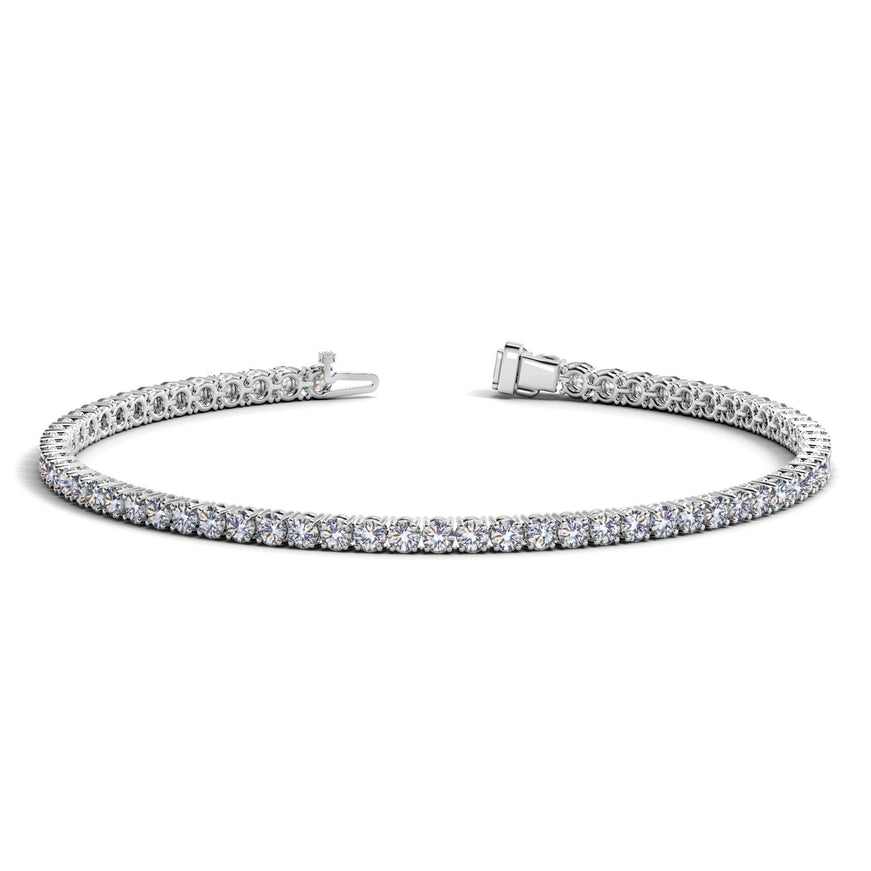 Lab Grown Round Diamond Tennis Bracelet in 14k White Gold (3 cctw F/G VS2/SI1)