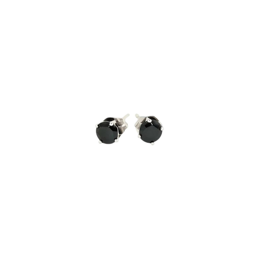 14k White Gold Stud Earrings with Black 4mm Cubic Zirconia