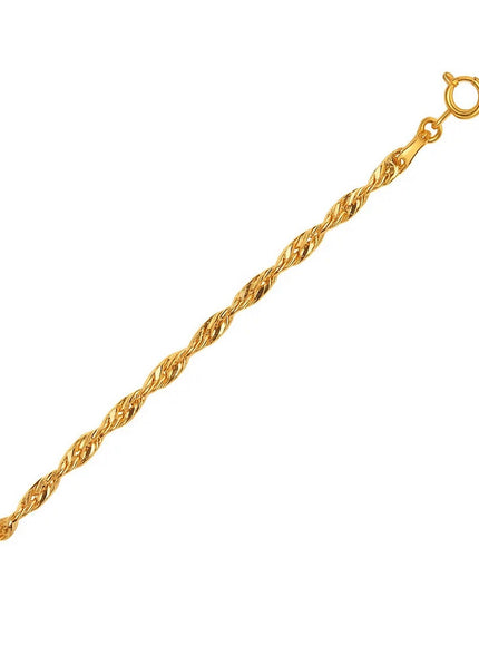 10k Yellow Gold Singapore Bracelet 2.2mm