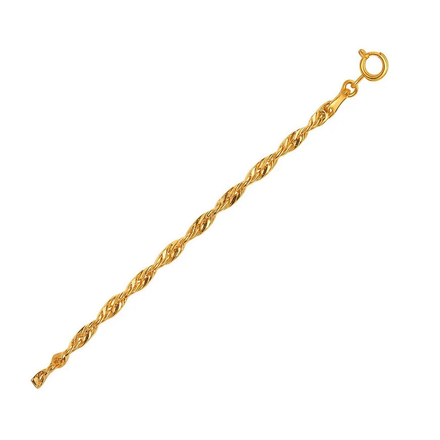 10k Yellow Gold Singapore Bracelet 2.2mm
