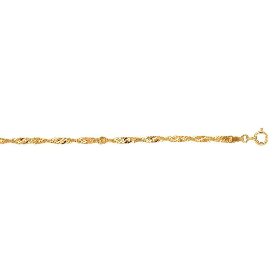 10k Yellow Gold Singapore Bracelet 2.2mm