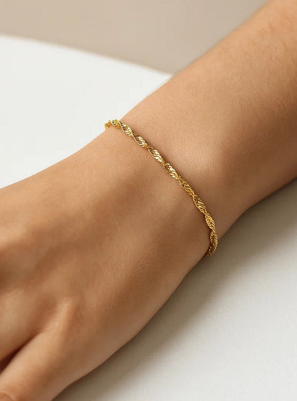 10k Yellow Gold Singapore Bracelet 2.2mm