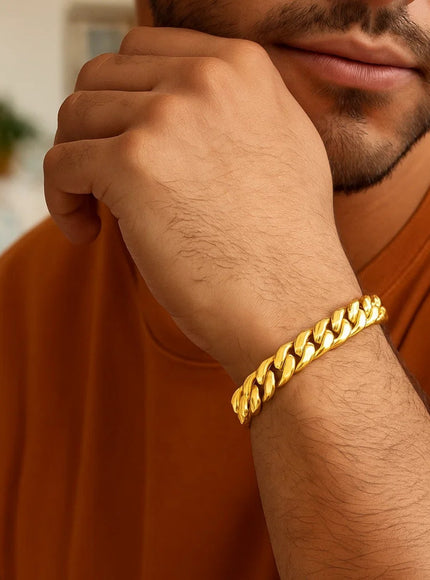 9.0mm 14k Yellow Gold Semi Solid Miami Cuban Bracelet