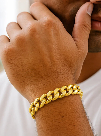 11mm 14k Yellow Gold Semi Solid Miami Cuban Bracelet