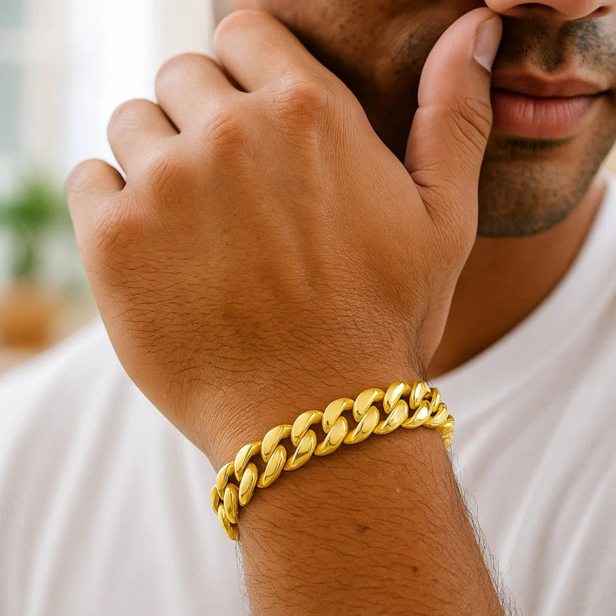 11mm 14k Yellow Gold Semi Solid Miami Cuban Bracelet