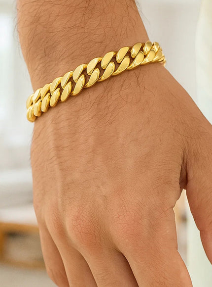 11mm 14k Yellow Gold Semi Solid Miami Cuban Bracelet