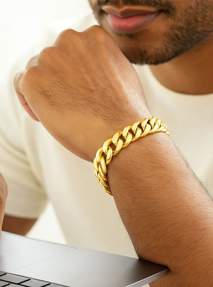 11mm 14k Yellow Gold Semi Solid Miami Cuban Bracelet